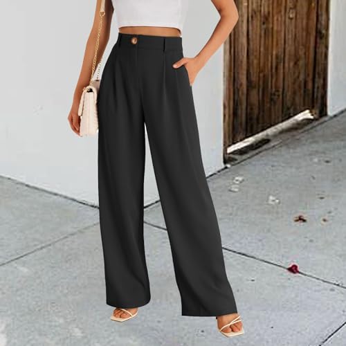 Wide Leg Dress Pants for Women High Waisted Lounge Pant Business Casual Trousers Flowy Palazzo Pants with Pocket3