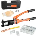 HZLZRZ 12 Tons Hydraulic Crimping Tool, Range 6AWG-4/0AWG(250MCM), Hydraulic Cable Lug Crimper with 8 Pairs of Dies for Hydraulic Wire Battery Cable Electrical Terminal Crimping Tool (YQ/120A)