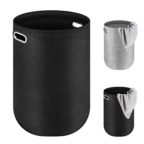 yVicv 80L Cesto para Ropa Sucia con Capacidad Extra Grande - Cesta de Fieltro para Almacenamiento Plegable con Asas de Metal Para Guardar Juguete Ropa Sucia (Negro) Cover