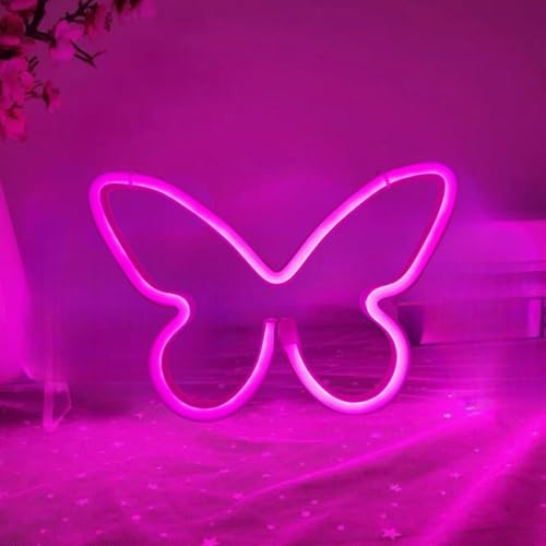 Image of 1 Pcs Butterfly Neon Signs,USB or 3-AA Battery Powered Neon Light or Party, Birthday, Wedding, Bedroom Wall Bar, Bedroom, Indoor