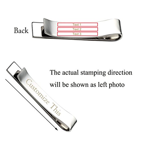 Zysta Free Engraving - Personalized Custom Mens High Polished Stainless Steel Mens Tie Bar Clip For Regular Ties + Gift Box #TOP3