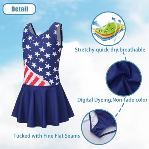 Image of Girls One Piece Swimsuits Leopard Bathing Suit for Kids Hawaiian Swimwear with Skirt Swim Dress 3-16 Years