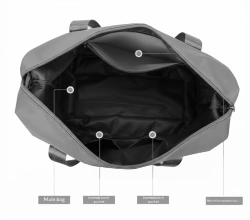 Image of WILDHORN 40 Liters Nylon Expandable Travel Duffle Bag for Men & Women, Waterproof Weekender Luggage Bag, Foldable Gym & Overnight Travel Hand Bag with Wet & Dry Compartment (Light Grey)