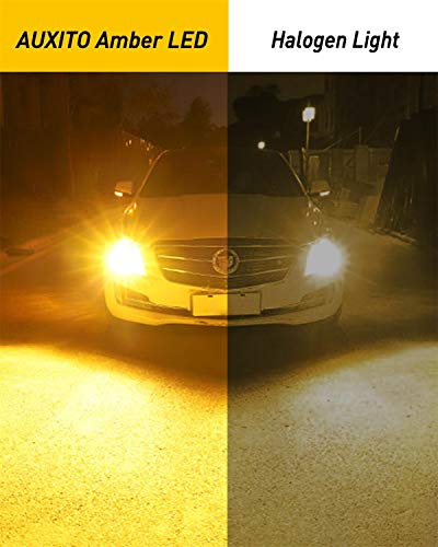 Image of AUXITO Amber Yellow 3056 3057 3156 3157 4157 3030 Chipsets SMD LED Bulbs with Projector for Car Turn Signal Lights, (Pack of 2)
