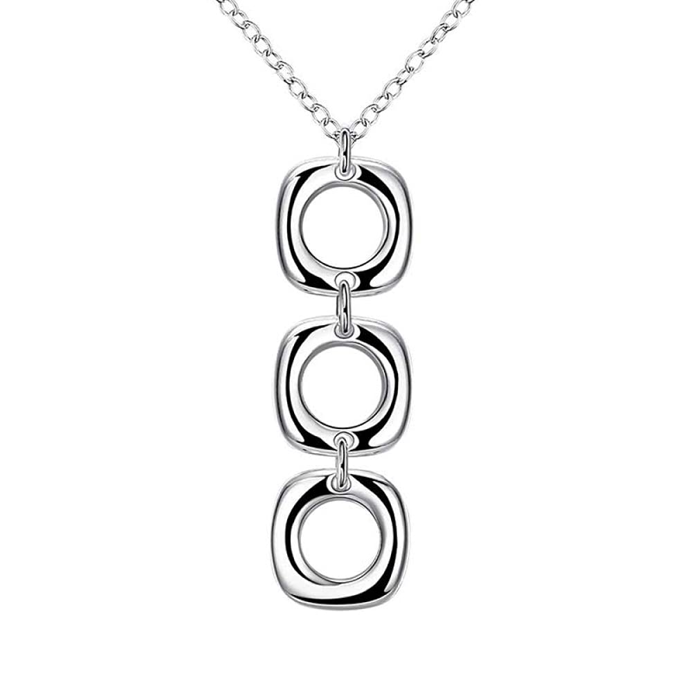 18 Zoll 925 Sterling Silber 3 Quadrat Anhänger Gliederkette Halskette für Hochzeitsgeschenk Schmuck