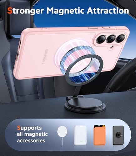 Image of FNTCASE for Samsung Galaxy S26-Plus Case: Matte Magnetic Phone Cases with Screen Protector Compatible with Magsafe Slim Anti Yellowing Protective Translucent Cover (C-Frosted Pink Magnetic)