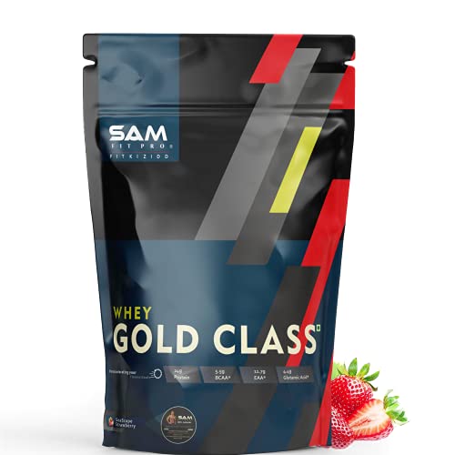 Image of SamFit Pro Gold Class Whey Protein | Straw Berry | 907g | 24 Gram Protein per Scoop | USA Made Whey| 0g Trans Fat | Keto Friendly Protein Powder, For Fat loss and Maintaining Lean Muscles|