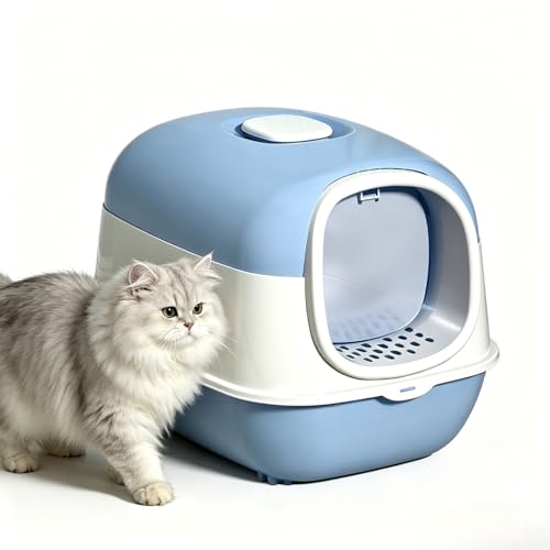 Arenero Cerrado Extra Grande para Gatos Azul miniatura 1