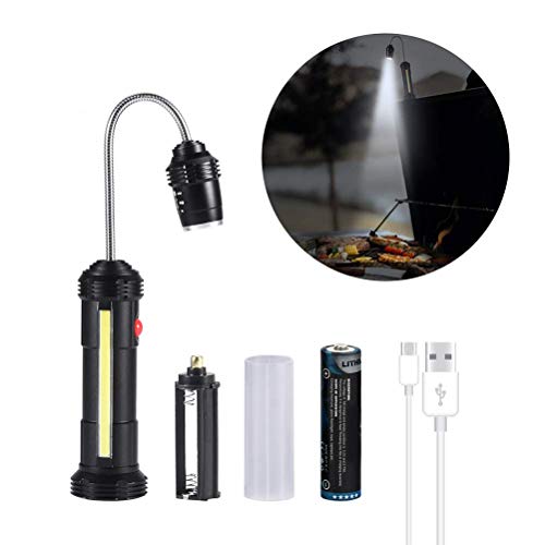 Grill Light, Grill Light Rechargeable with Magnetic Base&Flexible Gooseneck, COBA COB LED Work Light for Barbecue 1200 Lumens Ultra-Bright Flashlight| T6 Spot (Zoomable), Weather Resistant, Portable
