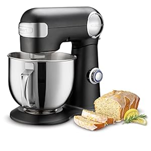 Cuisinart Stand Mixer, 12 Speed, 5.5 Quart Stainless Steel Bowl, Chef’s Whisk, Mixing Paddle, Dough Hook, Splash Guard w/ Pour Spout, Poppy Seed, SM-50PS