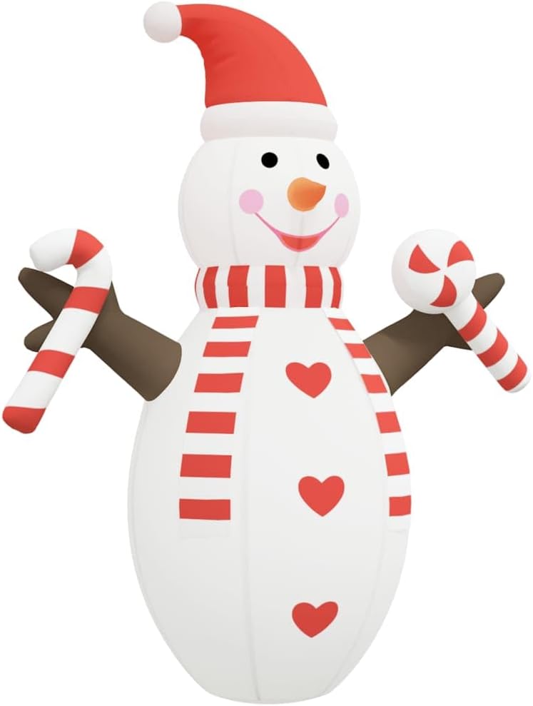 vidaXL Outdoor Christmas Decorations, Giant Inflatable Snowman with LED Lights, Oxford Fabric Construction, Quick Inflation and Deflation, Multicolor, 248" Height