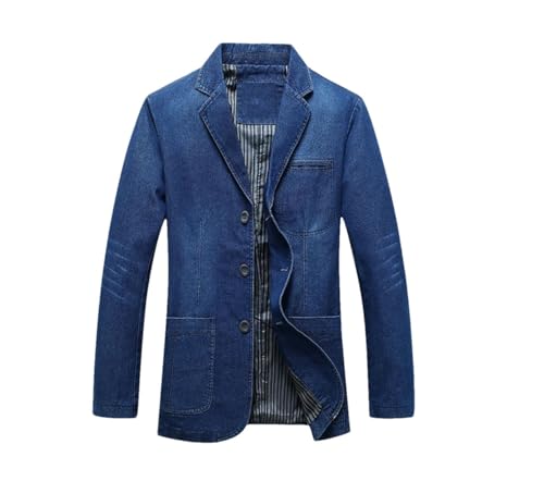 Mens Denim Blazer Men Cotton Vintage Suit Outerwear Male Blue Coat Denim Jacket Men Slim Fit Jeans Denim Blazers