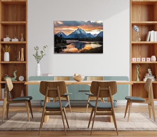 SKASNFAI Grand Teton National Park Canvas Wall Art Mountain Landscape Print Picture Framed Nature Wall Decor for Living Room Office (12L x 16W) - Image 5