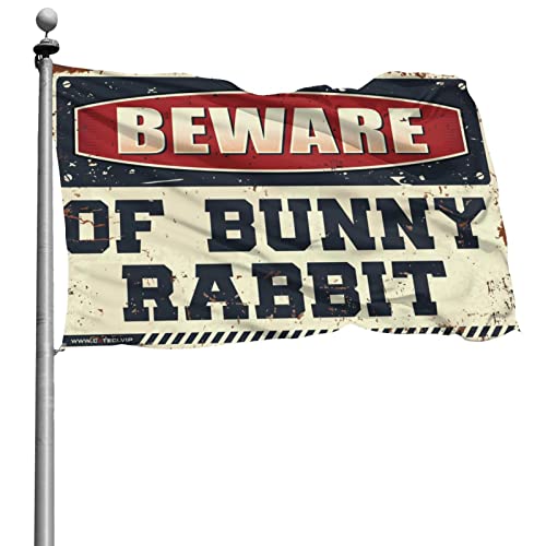 Drapeau Manny Flag Beware Of Bunny Rabbit grand format 152 x 244 cm COTECI