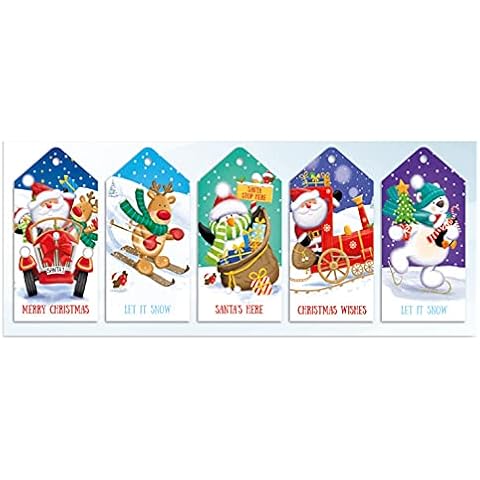 40 Christmas Luggage Gift Tags Cute Design Tie On Present Labels with String Cover