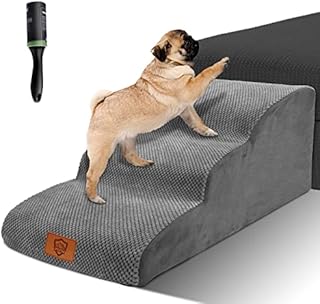 ZNM Dog Steps for Bed, 3-Step Dog Stairs for Sofa with Removable Washable Cover, Non-Slip Pet Ramp Ladder for Dogs and Cats - Send Lint Roller, 85(L) x 40(W) x 40(H)cm