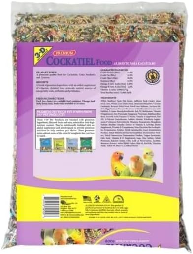 3-D Pet Products Premium Cockatiel Mix Bird Food Seeds, with Probiotics ~ 9 Lb Bag ~ 1 Pack.