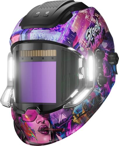 Image of ANDELI Welding Helmet with 4 LED Light, Panoramic Large Viewing Screen 3.94"X3.74" True Color Auto Darkening Welding Helmet, 4 Arc Sensor 4/5-9/9-13 Type-C Charging MONERCP-LED-PRO
