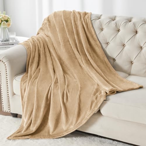 Image of BEDELITE Fleece Blanket Twin Size Light Camel Throw Blankets for Couch & Bed, Luxury Plush Cozy Fuzzy Blanket 60x80 inches, Super Soft Warm Lightweight Throw Blanket for Travel Camping