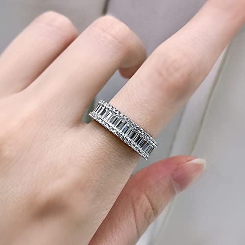 925 Sterling Silver Plated Cubic Zirconia Wedding Band Ring CZ Stackable Ring for Women2