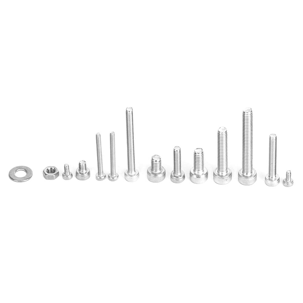 1080-teiliges Innensechskantschrauben-Set, Edelstahl 304 Schrauben-Sortiment mit Muttern und Flachringen M2 M3 M4 für Elektronik, Haushaltsgeräte und Präzisionsmaschinen