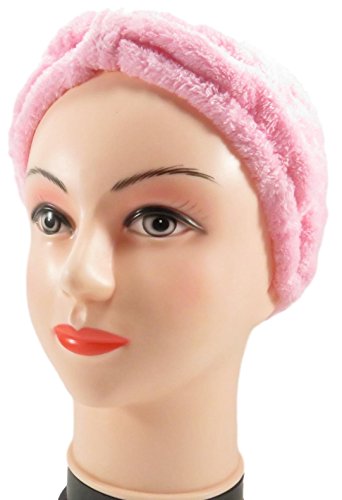 Girls Soft Elastic Bath Spa Hair Band Headband Polyester Pink Lavender (Set of 2)