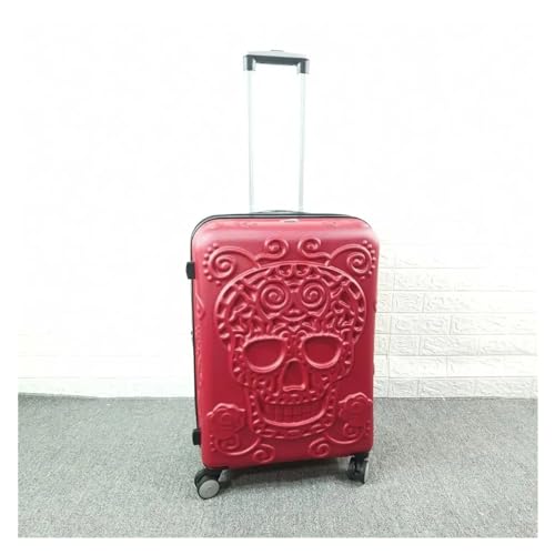 Suitcase Creative 3D Skull Rolling Luggage Spinner 28inch Suitcase Wheels (Color : Nero, Size : 28")4