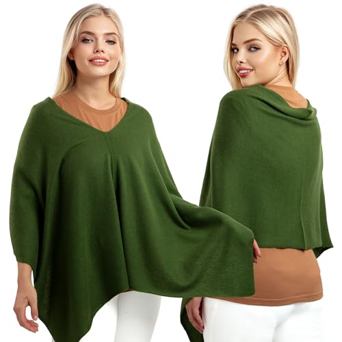 InCashmere 100% Pure Cashmere Women Poncho Sweater - Lightweight Warm Knitted Shawl Wrap - All Year Round Dress Topper Gift2