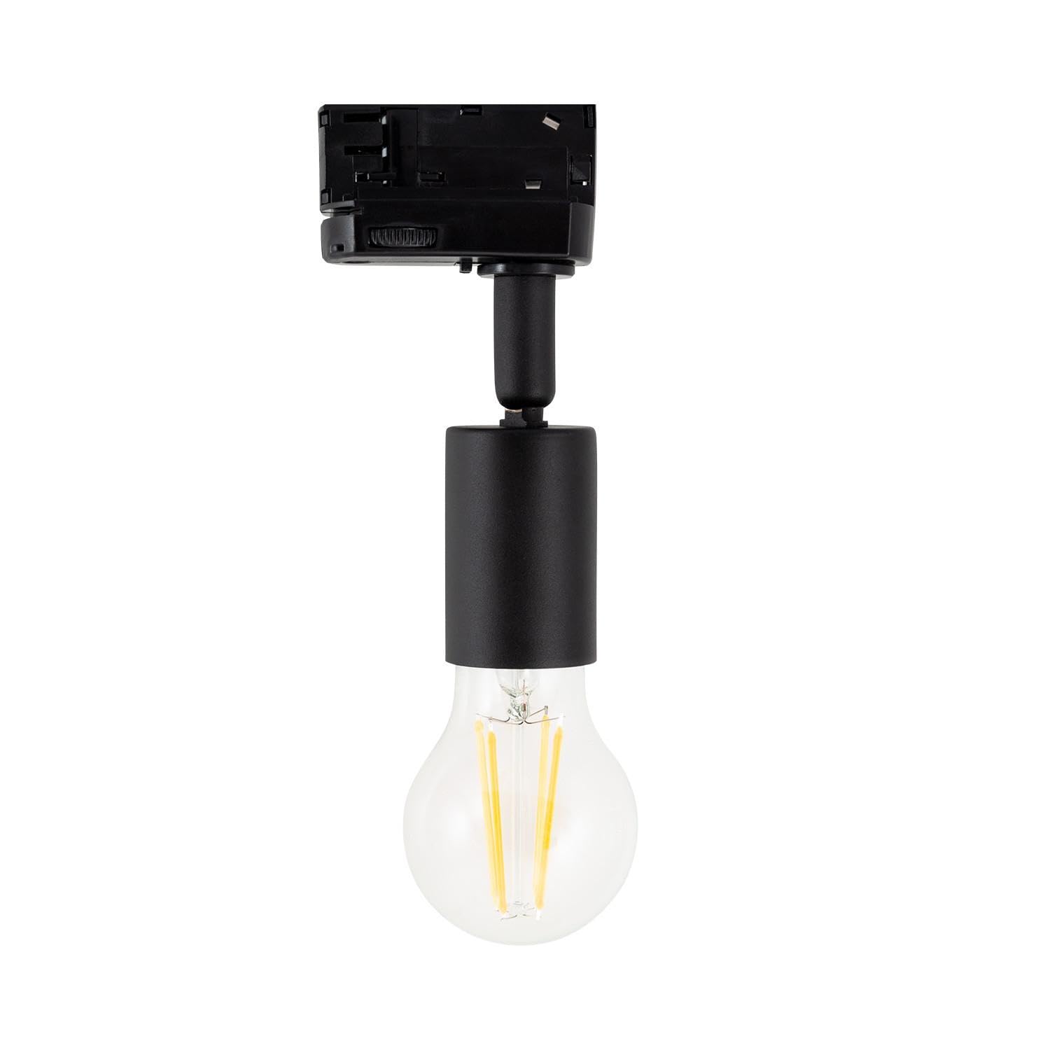 LEDKIA LIGHTING - Spot à Douille sur Rail Triphasé | Ampoule E27 Orientable | Aluminium Durable | Pour Espaces Commerciaux et Intérieurs | IP20, Noir