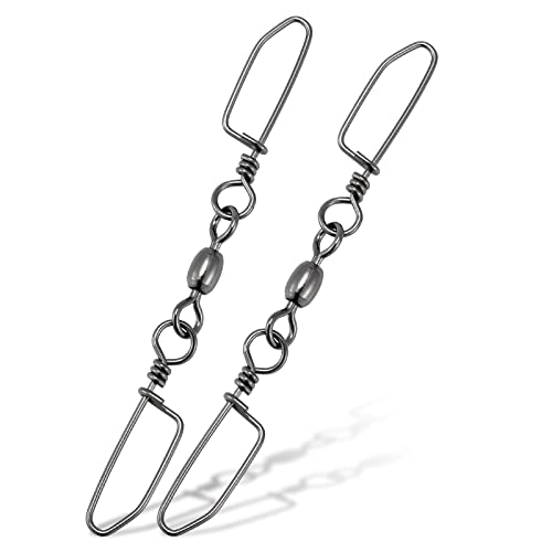 Dr.Fish 20 Pack Double Snap Swivels, High Strength Crane Rolling Barrel Swivels with Coastlock Snaps Stainless Rust Resistant Saltwater Connector Trolling Planer Board Line Release Clips 220LB