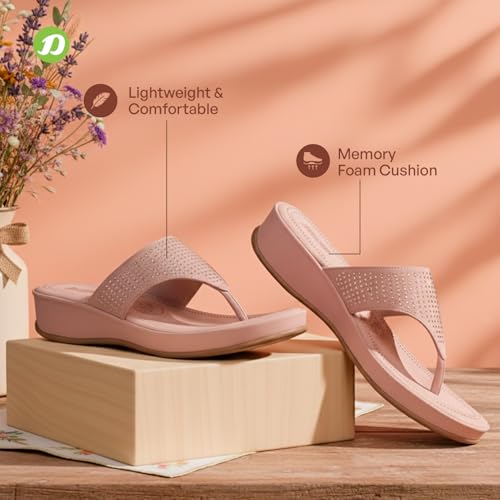 Image of DOCTOR EXTRA SOFT Women's Fashionable Stylish Orthopedic Memory Foam Thong Slippers /Flip Flops|Comfortable & Lightweight|Breathable & Anti-Slip| Casual Slip-on Sandals for Ladies /GirlsD-626