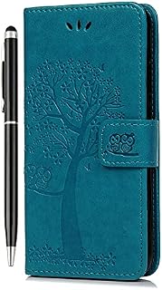 Moto G31 Case Moto G41 Case Flip Premium Wallet Phone Case Shockproof PU Leather Owl Tree Embossed Magnet Cover for Motorola Moto G31/G41 with Kickstand Card Holder & 1 Touch Pen Blue