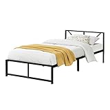 Ce cadre de lit en métal est une construction pratique et solide. Doté des lattes métalliques, il vous offre un support optimal et assure le confort durant le sommeil.