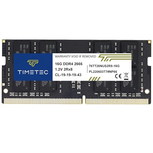 Timetec 16 GB DDR4 2666 MHz (PC4-2666V) PC4-21300 SODIMM &ndash; Non-ECC Unbuffered, 260-Pin, 1,2 V, CL19 Speichermodul f&uuml;r Laptops, Mini-PCs und All-in-One-Computer