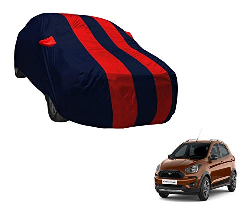 Image of Auto Hub Car Cover Compatible with Ford Freestyle with Weather Proof, Mirror Pocket, Triple Stitched, Freestyle Car Cover- Navy-Red