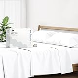 Mayfair Linen 500 Thread Count Cotton Sheet White Full Sheets Set, 4-Piece Long-Staple Combed Pure Cotton Best Sheets for Bed, Breathable, Soft Silky Sateen Weave Fits Mattress Upto 18'' Deep Pocket