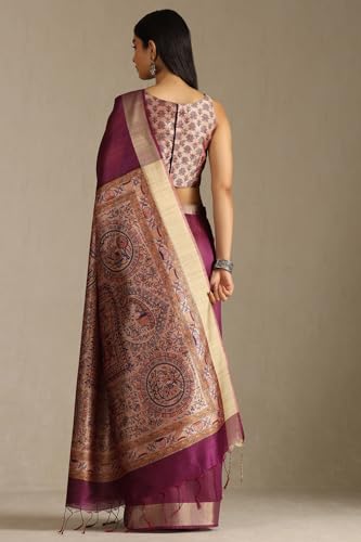 Image of Soch Womens Tussar Solid Saree