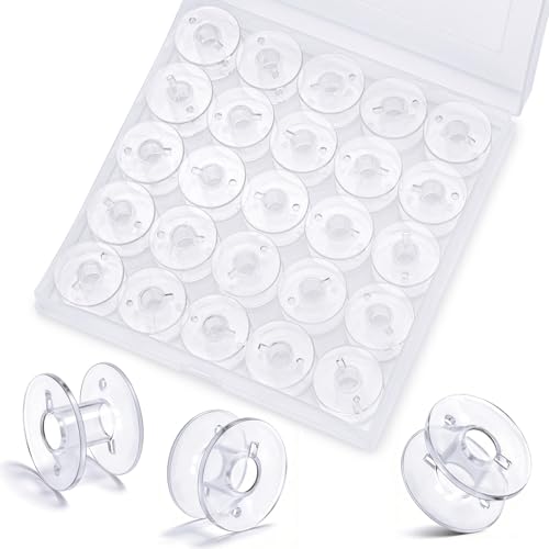 LOKUNN 25 Pcs Bobbins for Sewing Machine Plastic Bobbins for Sewing Machine with Bobbin Case Sa156 Bobbins Bobbins Class 15 Bobbins for Sewing Machine