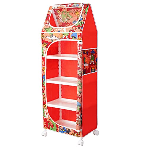 Image of Little One's | 5 Plastic Shelves Baby Wardrobe /Toy Organizer | Jungle Red | TB5 /AR