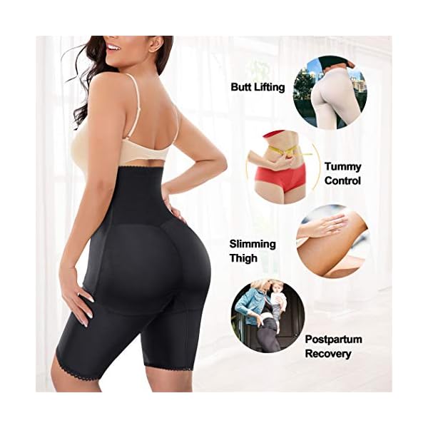 Eleady-Womens-Waist-Trainer-Shapewear-Hi-Waist-Butt-Lifter-Tummy-Control-Panties-Thigh-Slimmer-Body-Shaper-with-Zipper Eleady Women's Waist Trainer Shapewear High Waist Butt Lifter Tummy Control Panties Thigh Slimmer Body Shaper with Zipper (Black, Large)
