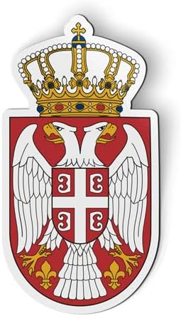 Escudo Serbio Serbio de Armas - Imán Flexible - Armario para nevera de coche - 5"