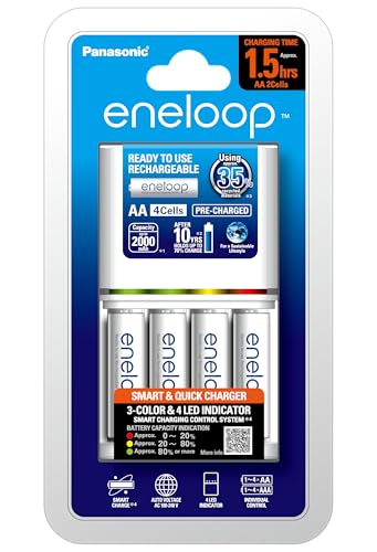 Panasonic Eneloop K-KJ55MC40T2 - Battery charger with rechargeable Battery up to 2000mAh AA type 4 units pack size