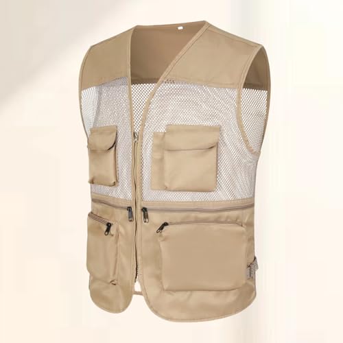 Men's Fishing Vest Cargo Utility Safari Travel Vest Casual Lightweight Outdoor Work Jacket Coats with Multiple Pockets2