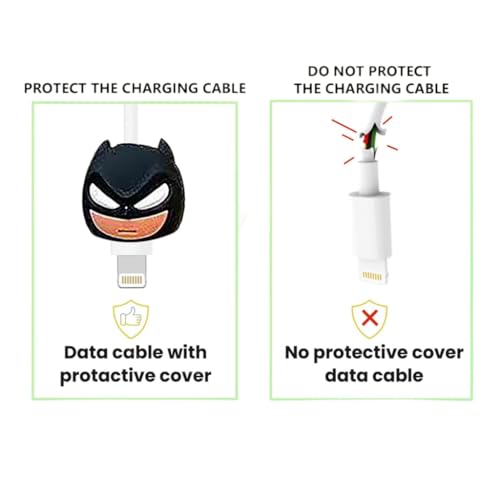 Image of EDNITA Charger Cable Protector with 3D Cute Batman Pattern for iPhone 18W & 20W Charger, Full Protection, Easy Installation, Durable Silicone Material