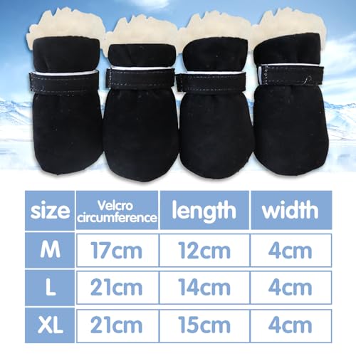Hundeschuhe Pfotenschutz, 4 Stück Hundeschuhe Winter, Schneestiefel Hunde, Hunde Schuhe Anti Rutsch, Rutschfest und Warm, Geeignet für Kleine und Mittelgroße Hunde für Outdoor-Aktivitäten im Winter, L