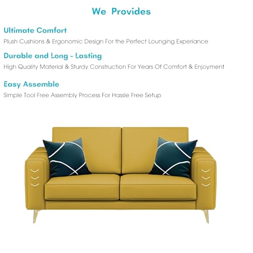Image of Casaliving Falco 2 Seater Sofa Set for Living Room (Yellow Fabric) Premium Fabric Sofa