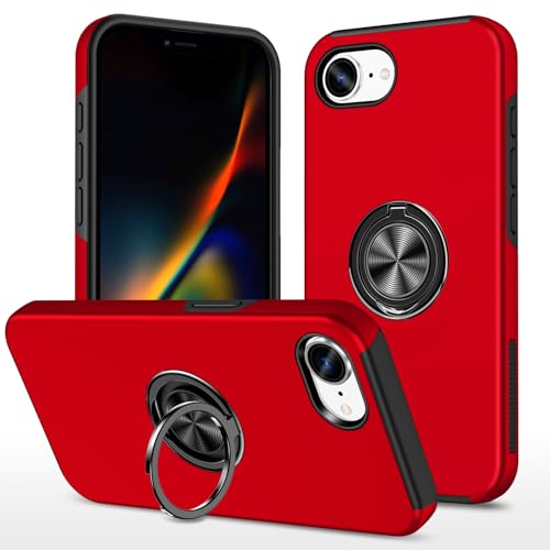 iPhone 17e / 16e �p �P�[�X 360�x��] �X�}�z�����O �X�^���h�@�\ �}�O�l�b�g���ԍڃz���_�[�Ή� �ϏՌ� ��d�\�� PC TPU �A�C�t�H��16e �J�o�[ (���b�h)