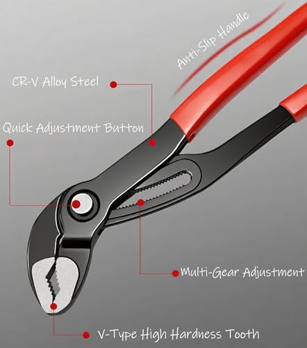 Image of Channel Locks Plier 7 inch,Fast Adjustable,Mutil-Position Push-Lock,High Torque,Anti-Rust.