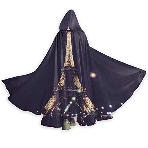 Noche Francia Torre Eiffel Capa con Capucha Disfraz Capa con Capucha Aplastada