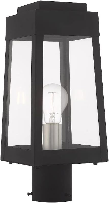 Livex Lighting 20853-04 Oslo - One Light Outdoor Post Top Lantern, Black Finish with Clear Glass, 15.25x6.25x6.25